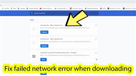 Reset Chrome settings. . Failed network error download